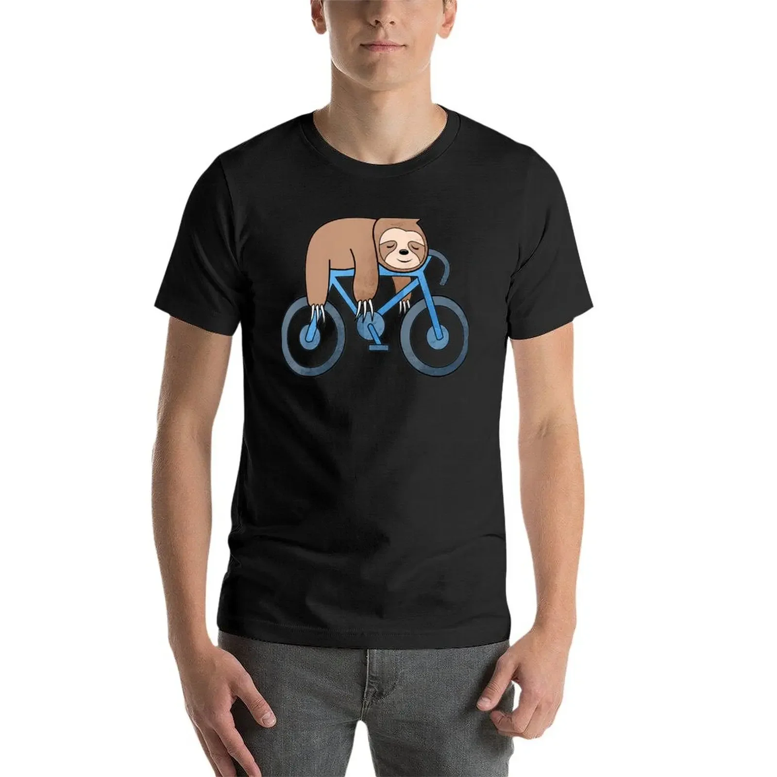 Faultier Radfahren Team Slow Biking Spirit Animal Travel Faultier T-Shirt Vintage schnell trocknende Herren-Baumwoll-T-Shirts