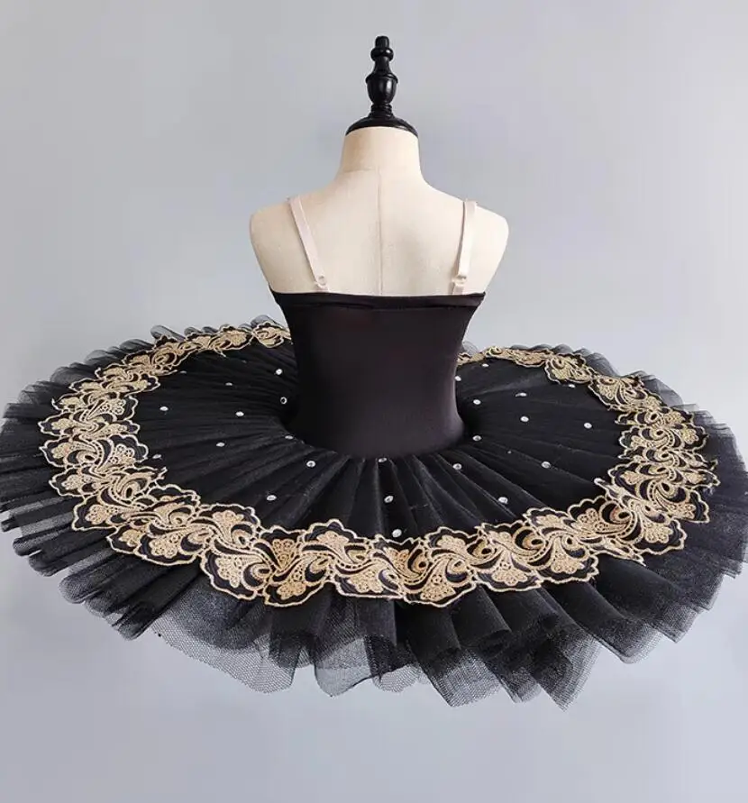 Nuevo estilo, trajes de baile de Ballet negros para Hada de pantera, Bella Durmiente, tul, panqueque de azúcar, tutú, desgaste del lago de los cisnes