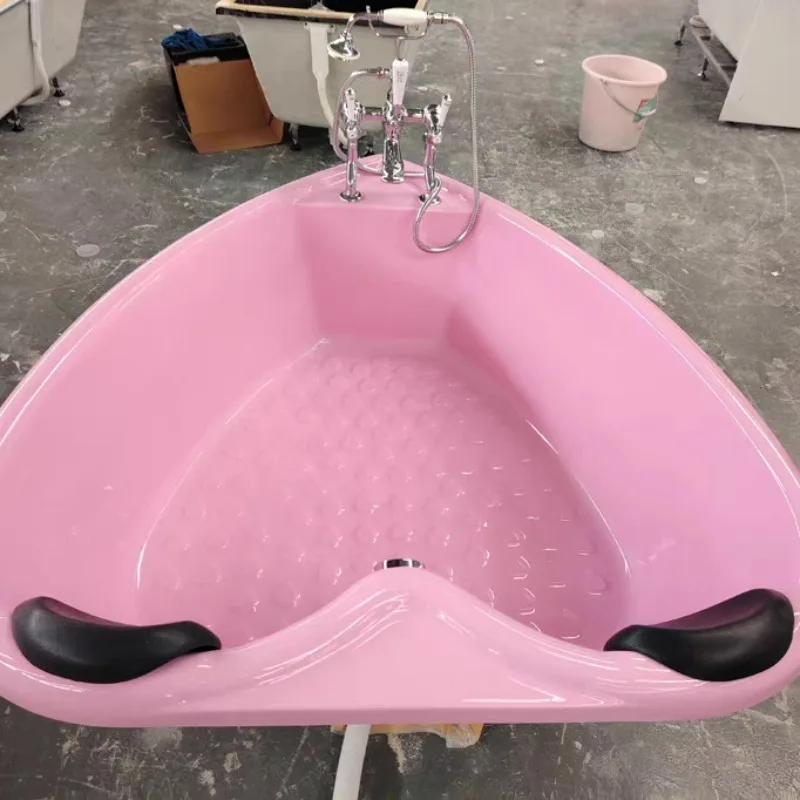 European heart-shaped couple bathtub embedded acrylic pink bathtub 1.5m household double jacuzzi