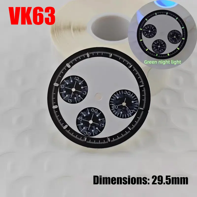 

Новый высококачественный циферблат без логотипа 29,5 мм для механизма VK63, зеленый светящийся циферблат, аксессуары для модификации часов