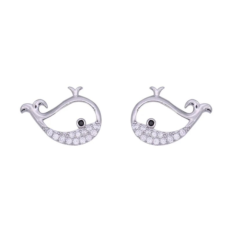 925 Sterling Silver whale Earrings Women Simple Fashion Wedding Jewelry Accessories