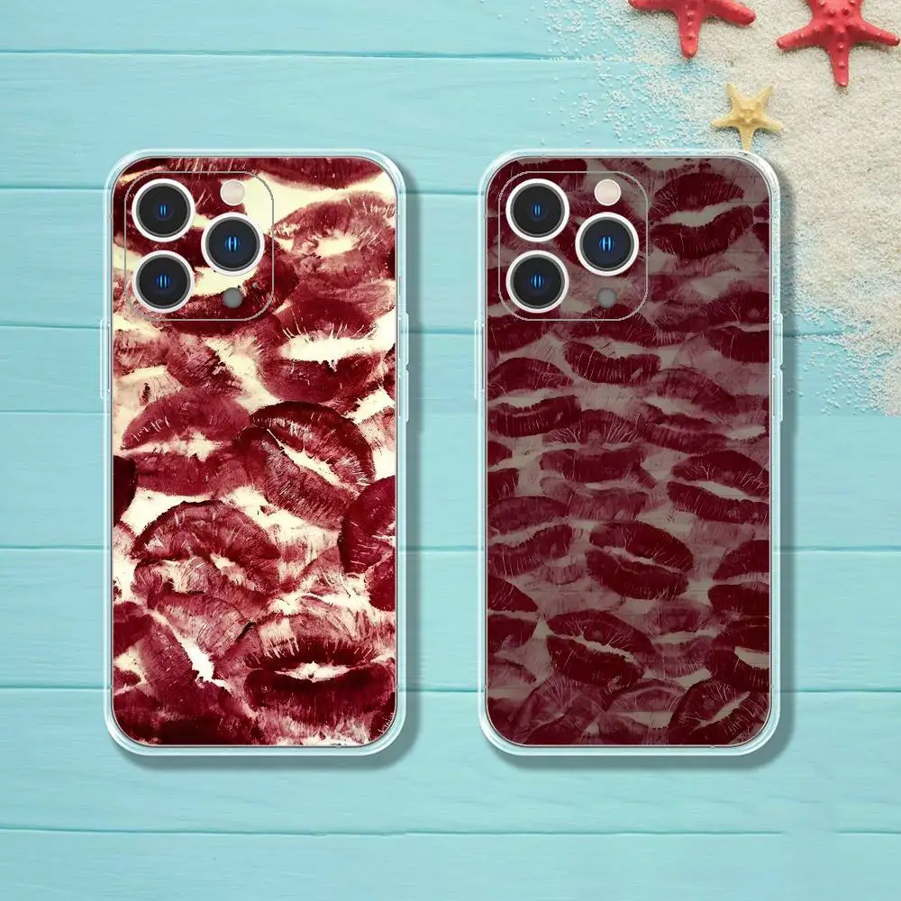 

Valentines Wine Red Lip Print Phone Case For iPhone 12,16,11,13,15,17,14,Air,Mini,Plus,Pro,Max,Plus,E Clear Protect Cover