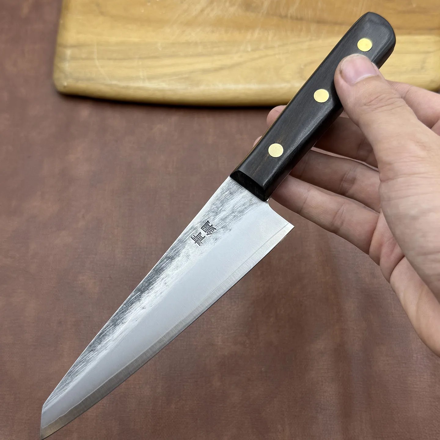 5.7 Inch Utility Knife Sanmai-gawari Steel Blade Wood Handle Slicing Vegetables Cleaver Meat Kiritsuke Splitting Kitchen Knife