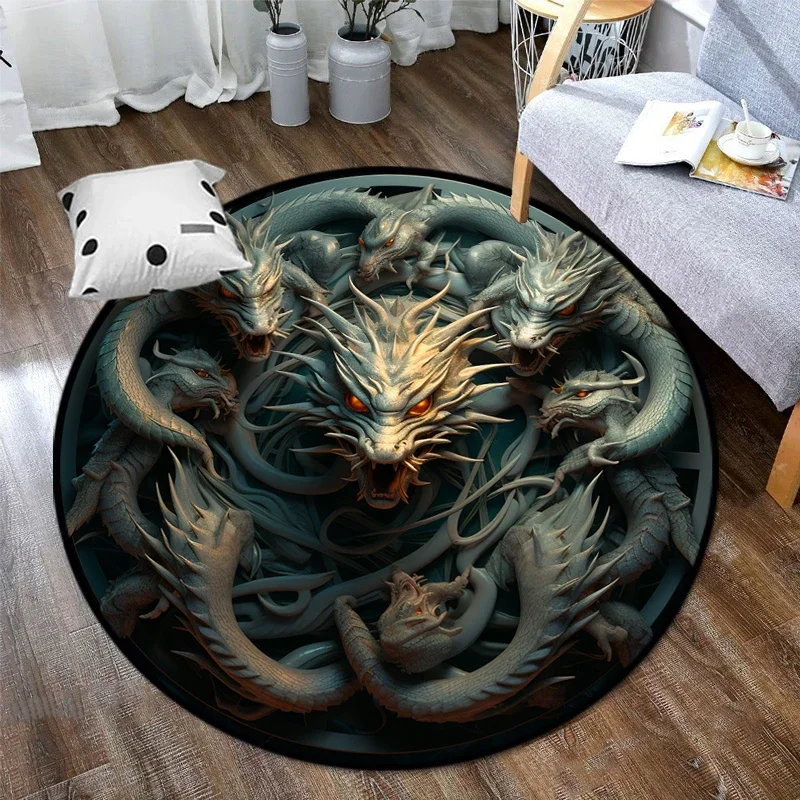 Chinese Dragon or Mythical  Circular carpet  Art Print Round carpets Yoga Mat Living Room Bedroom non-slip Rug