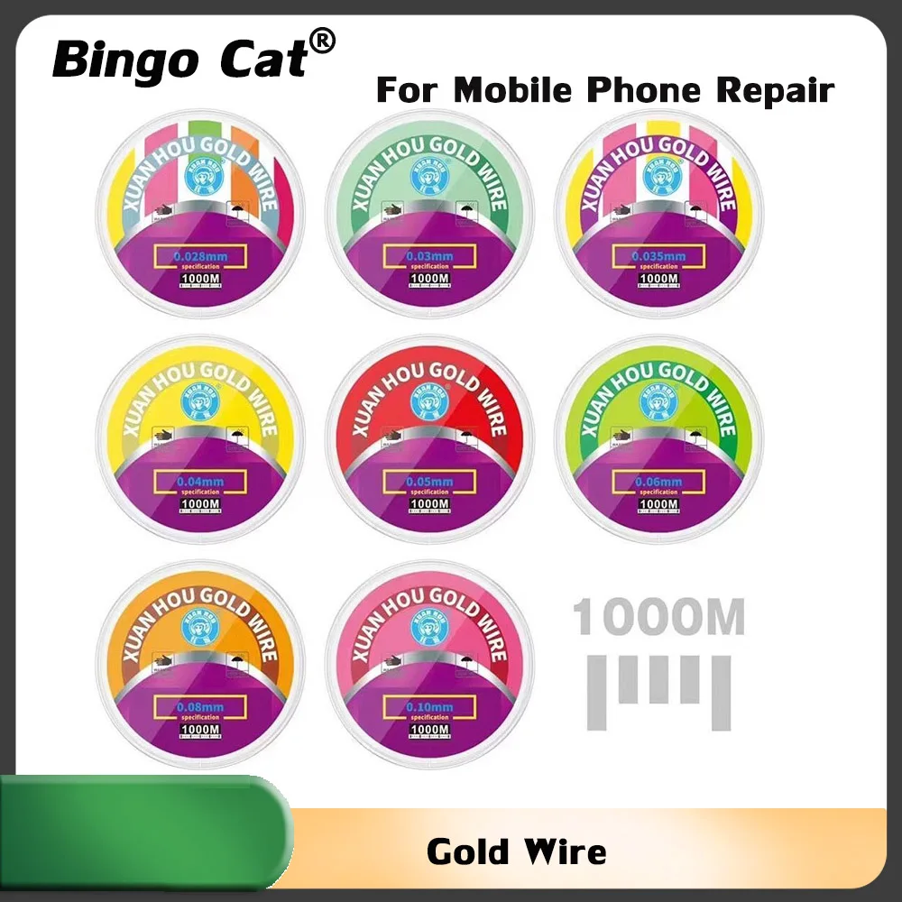 Bingo Cat Gold Wire 0.03/0.035/0.04/0.05/0.06/0.08/0.1mm 1000M Alloy Steel Cutting Line Mobile Phone LCD Screen Separating Tools