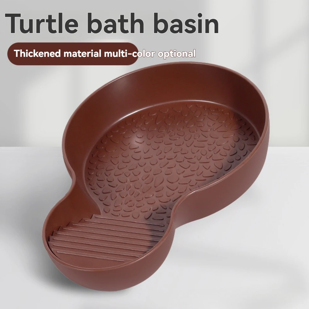 Gelber Rand Schildkröten-Badebecken, halb wasserbedecktes Reptilien-Badebecken, Wasser- und Futter-Doppelzweck-Krabbelbecken für Haustiere, Zuchtbox, Landschaftsgestaltung – Detail 33