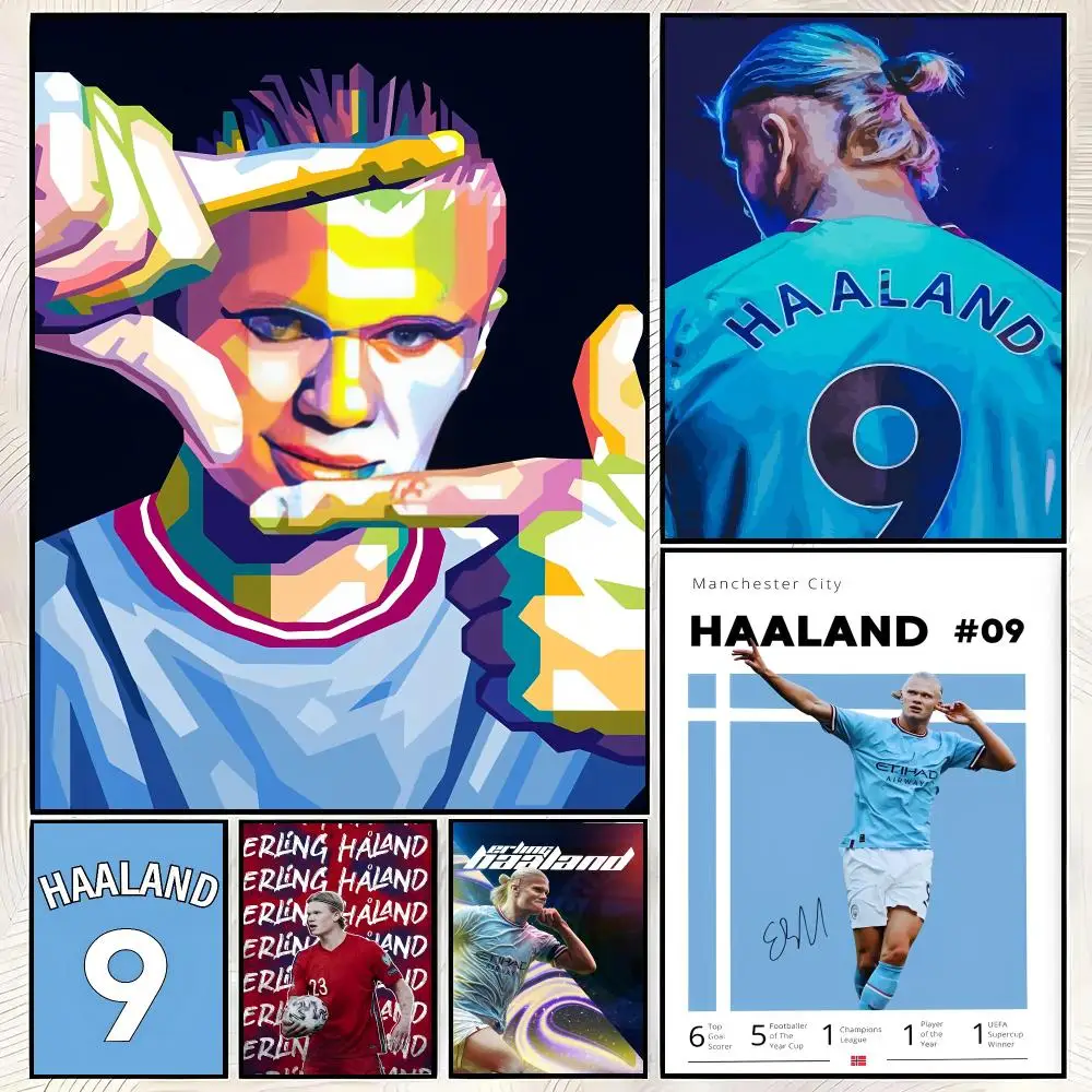 Legendary Footballer E-Erling Haaland Poster HD PP Paper Waterproof Wall Art Print for Bedroom Living Room Decor