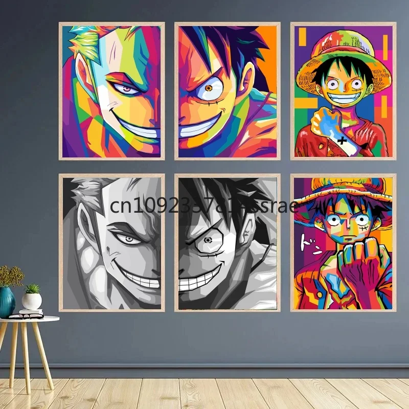 

Japanese Anime One Piece Character Luffy Zoro Character Canvas Painting Poster Home Room Wall Decoration Painting Wall Painting