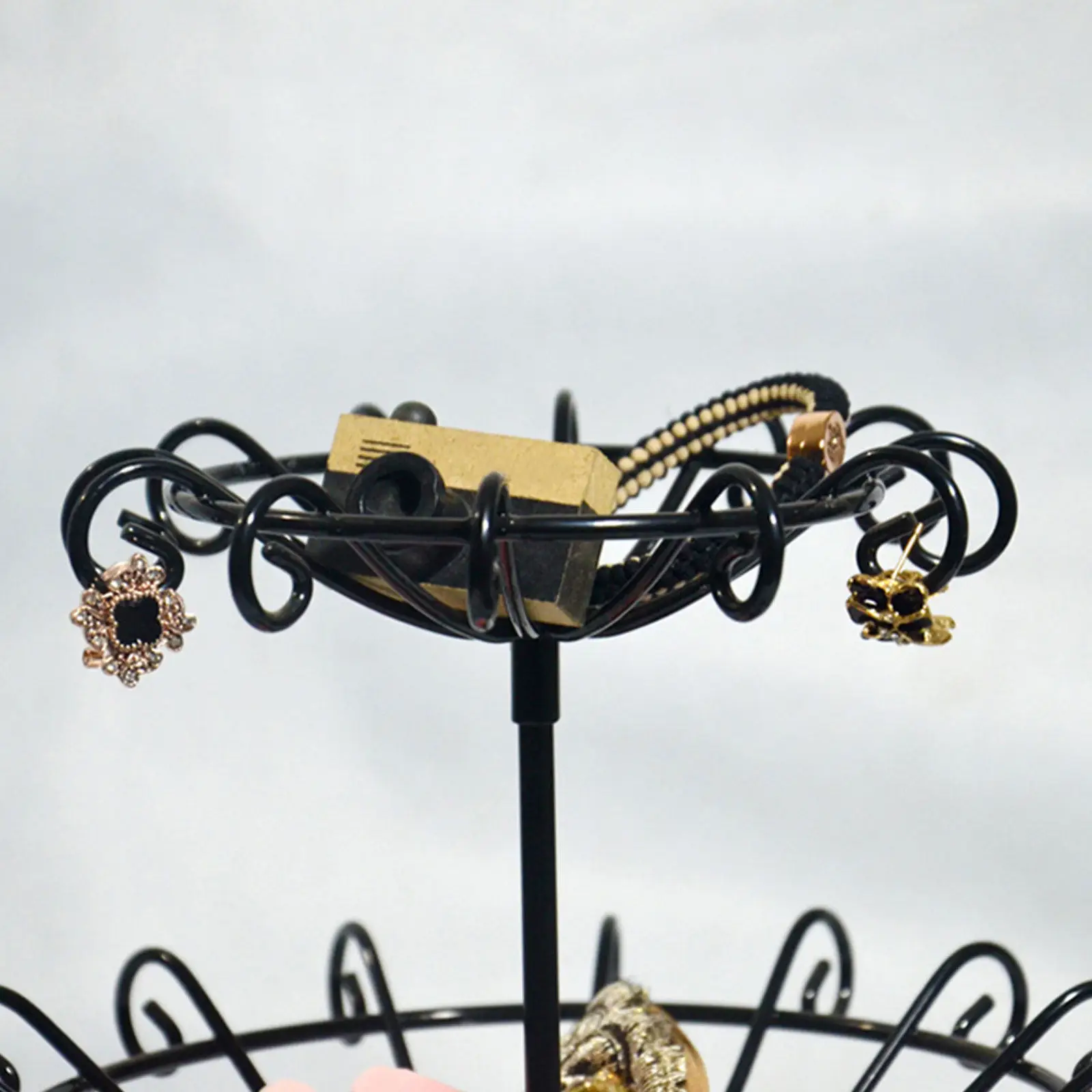 

2-Tier Jewelry Stand Organizer Black Iron Earring Necklace Holder Display Rack Tower Jewelry Display Necklace Holder