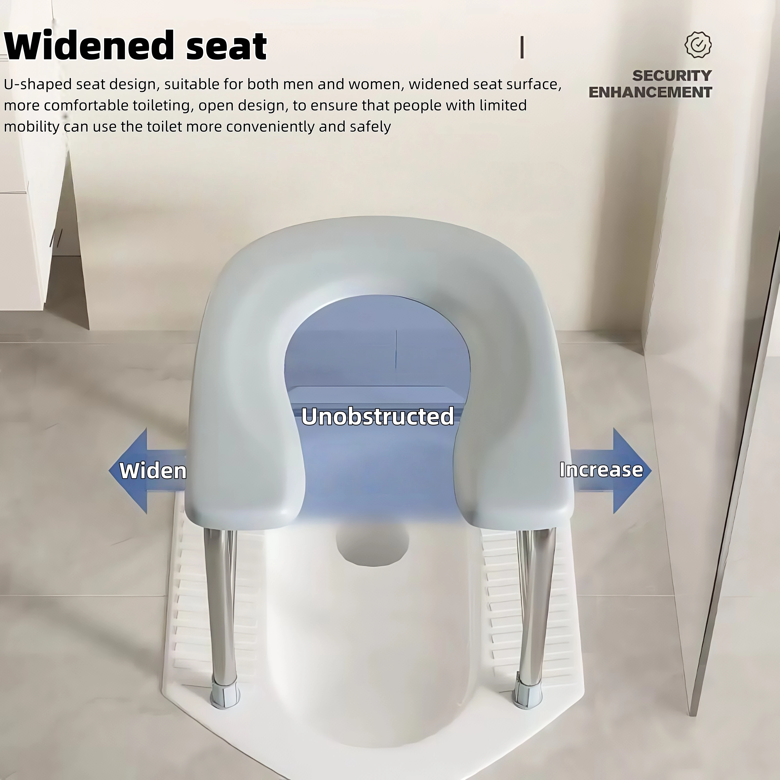 1 كرسي مرحاض على شكل حرف U، مصنوع من الفولاذ المقاوم للصدأ، قدرة تحمل عالية، سهل التخزين، سهل التنظيف، مناسب لكبار السن والحوامل، كرسي قرفصاء للمرحاض، يمكن استخدام كرسي استحمام