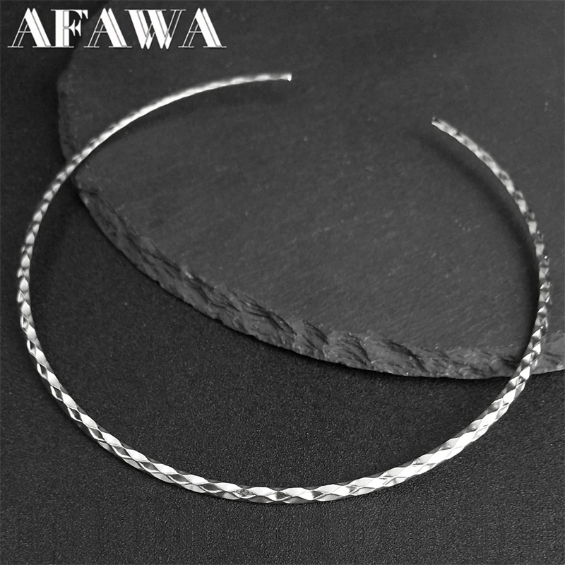 

Fashion Creative Neck Cuff Choker Torques Necklace for Women Stainless Steel Silver Color Open Collar Adjustable Jewelry colar