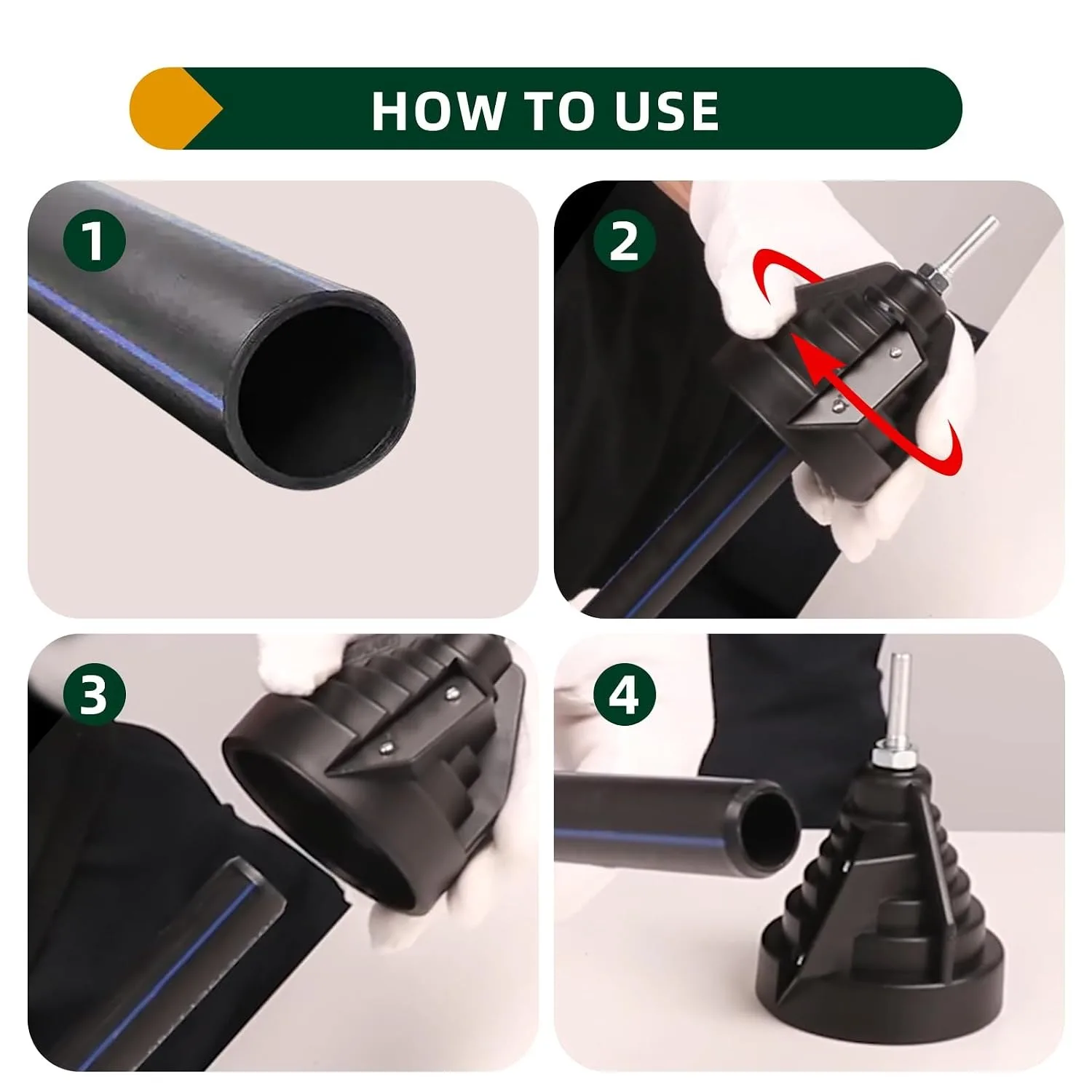 Pipe Deburring Tool Plastic Pipe Chamfer Tool Hand Deburring for 20, 25, 32, 40, 50, 63 mm PE PVC PP Pipes with Drill Connection view 2