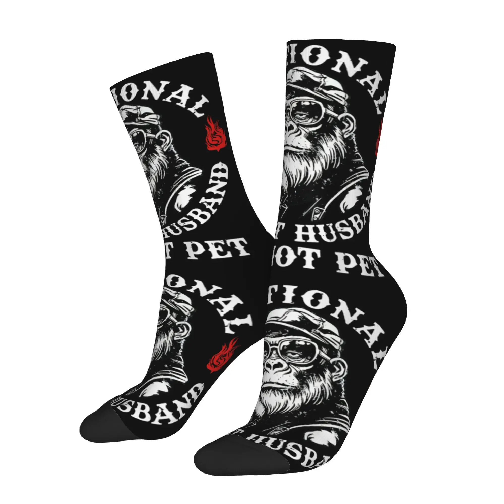 1 Pair Funny Crazy Sock for Men Emotional Support Husband Do Not Pet Funny Monkey Hip Hop Emotional Support Husband Sock Casual
