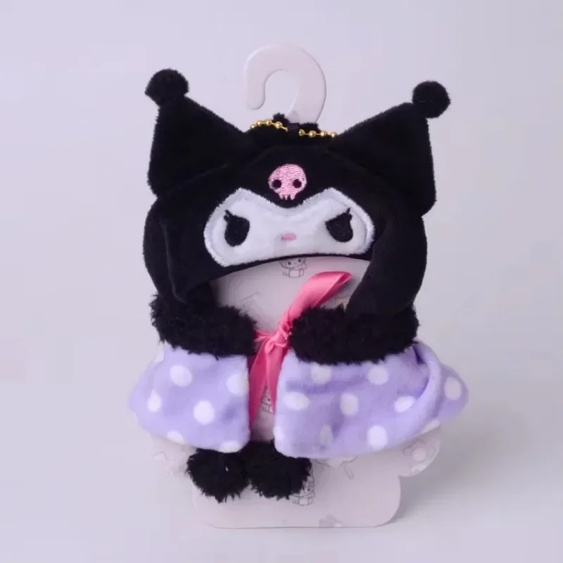 Sanrio Plush My Melody Kuromi Hello Kitty Cinnamoroll Pochacco Cartoon Doll Cape Clothes Pendant Keychain Girls Gift