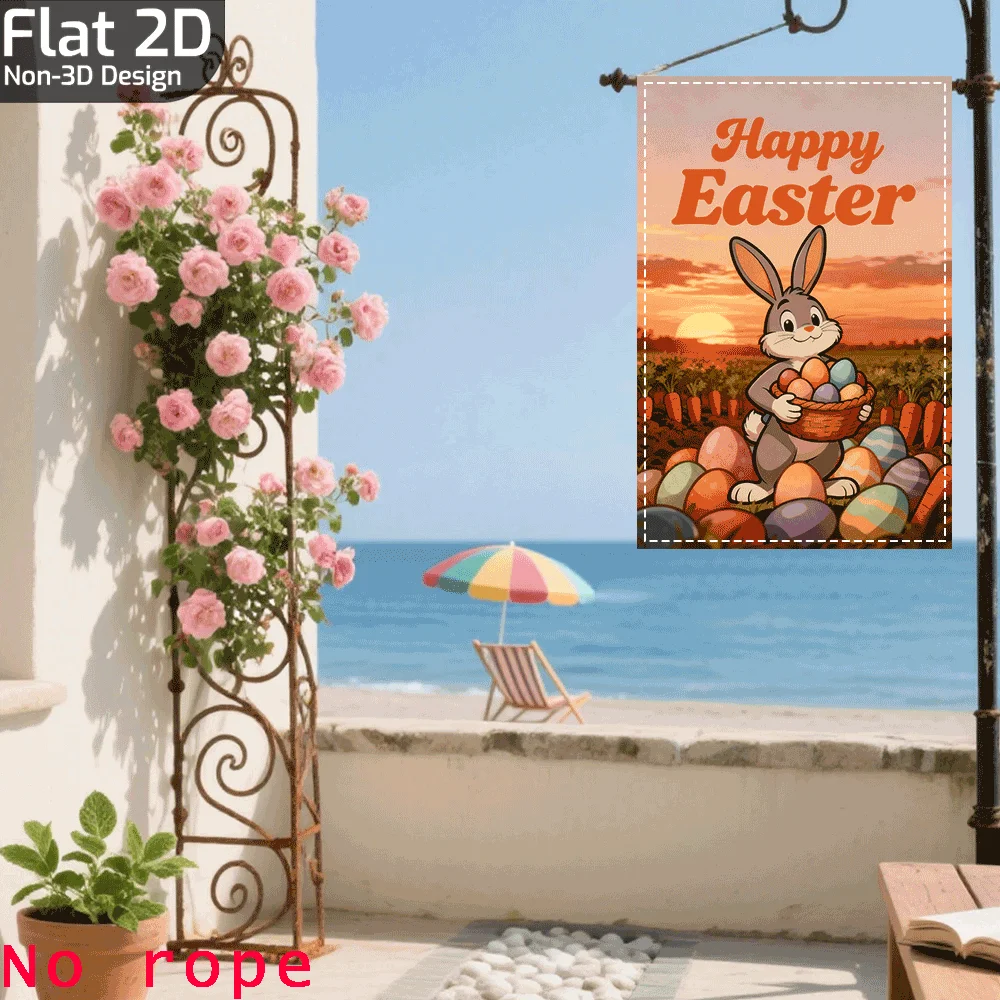 Easter Bunny Holding Eggs At Sunset Dr Suitable for Driveway Entrance Planter Long Distance Gift Garden Flag Easter Garden Flag