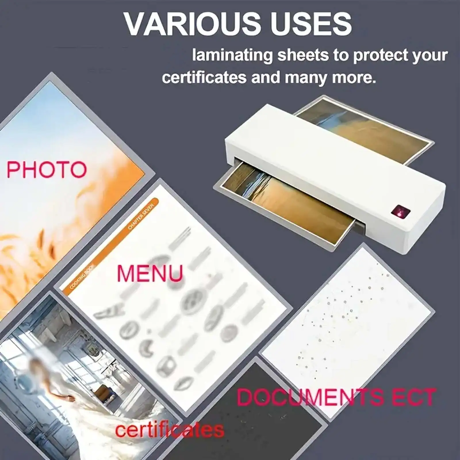 100 عبوة من أكياس الترقق الحراري - متعددة المقاسات (2R إلى A4/A3) بزوايا مستديرة - متوافقة مع جميع أجهزة التصفيح الحرارية