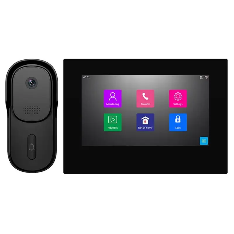 

7-дюймовый граффити Wi-Fi визуальный дверной звонок HD 1080P мобильное обнаружение интеллектуальный дверной звонок двустороннее аудио удаленное отверстие двери-A45M