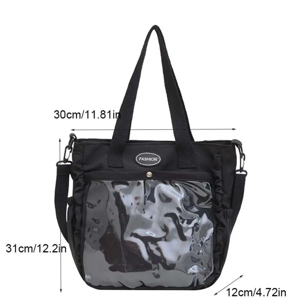 Bolso de mano de lona con exhibición de insignia de nailon Itabag transparente de PVC que combina con todo, bolso escolar para estudiantes de estilo japonés JK, compras