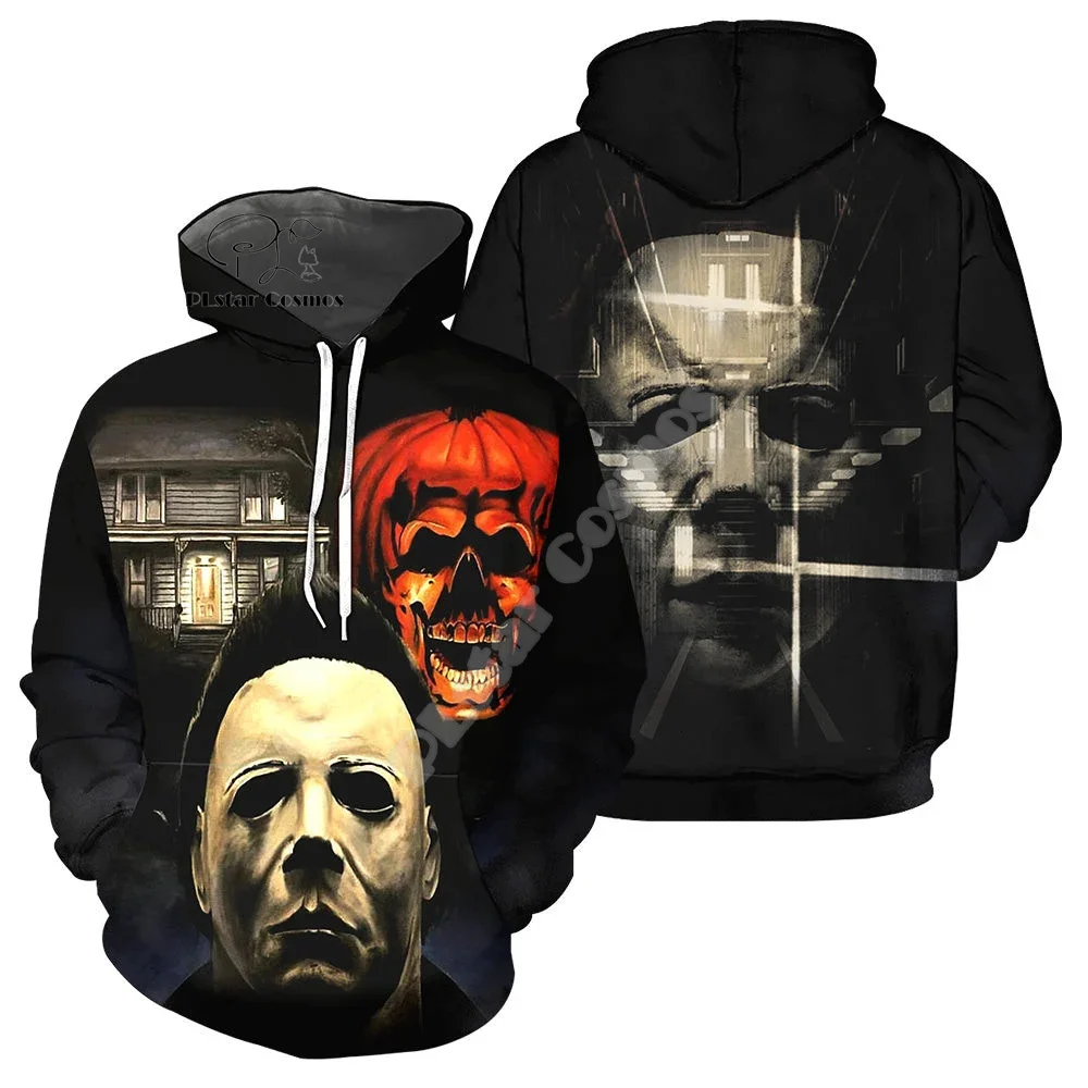 Cosplay Halloween Horror Terror Movie Michael Myers Vintage Retro Graffiti 3DPrint Pullover Streetwear Casual Jacket Hoodies N22