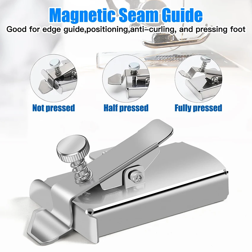 Universal Third Generation Magnet Fixed Gauge And Increased Strong Magnetic Edge Locator For Sewing Machines