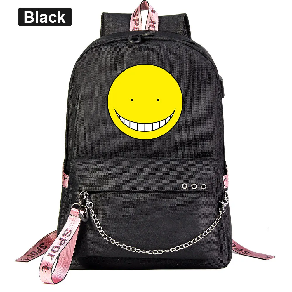 Anime Assassination Classroom Backpack School Book Bags Travel Boys Girls Laptop Headphone USB Port Daily Mochila