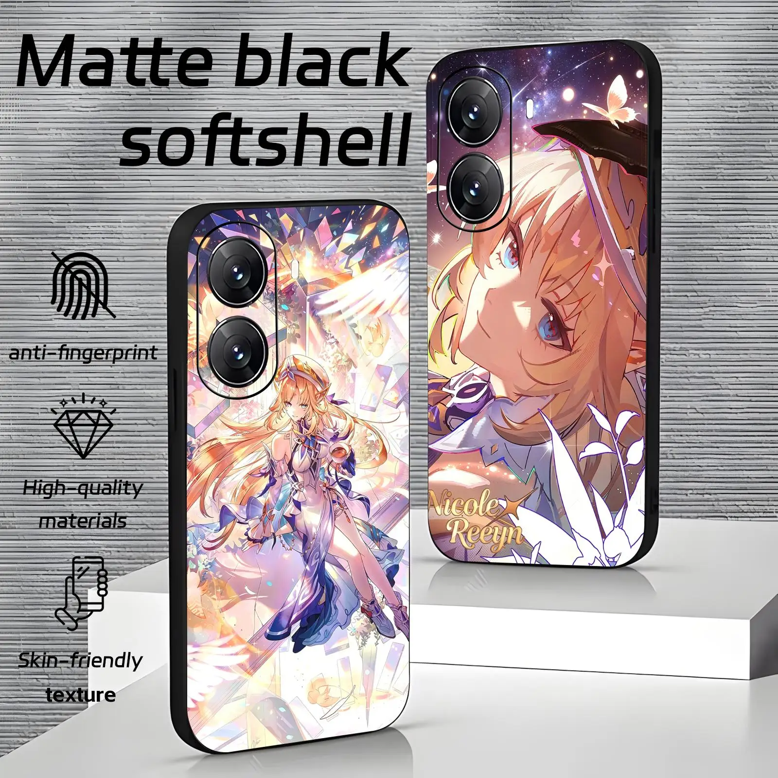 Coque de téléphone pour Xiaomi POCO M7 M6 M5 X8 X7 X6 F8 F7 F6 Pro 5G, housse souple noire antichoc, genshin impact Nicole Reeyn