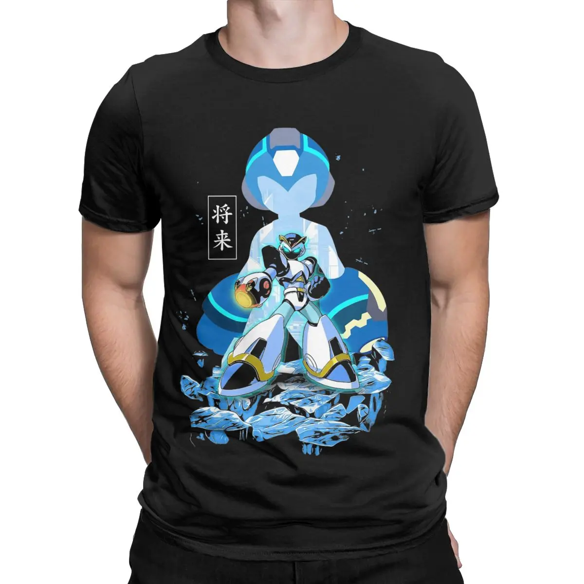 Megaman Blue Robot Hero Men T Shirt Casual Tees Short Sleeve Round Collar T-Shirt Pure Cotton Summer Clothes