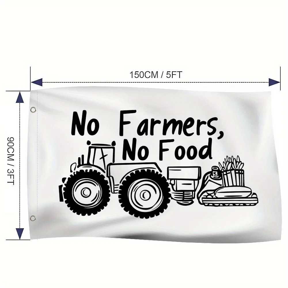 1pc No Farmers No Food Flag Durable for Yard Lawn Patio Porch Indoor And Outdoor Events Holiday Decor