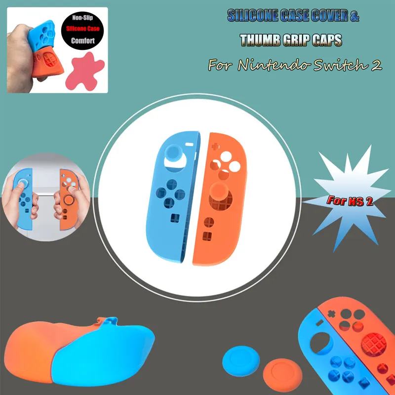 

Joy Con Handle Silicone Shell Anti Slip Protective Cover Suitable For Nintendo Switch 2 With 2 Thumb Handle Covers For Switch 2