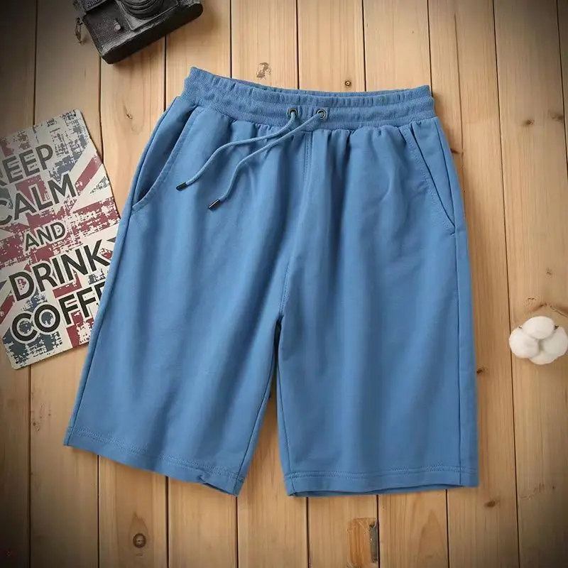 New Cotton Men Women Shorts Summer Sport Loose Solid Color Casual Pants Drawstring Daily Style Home Outdoor 5 Points Pants