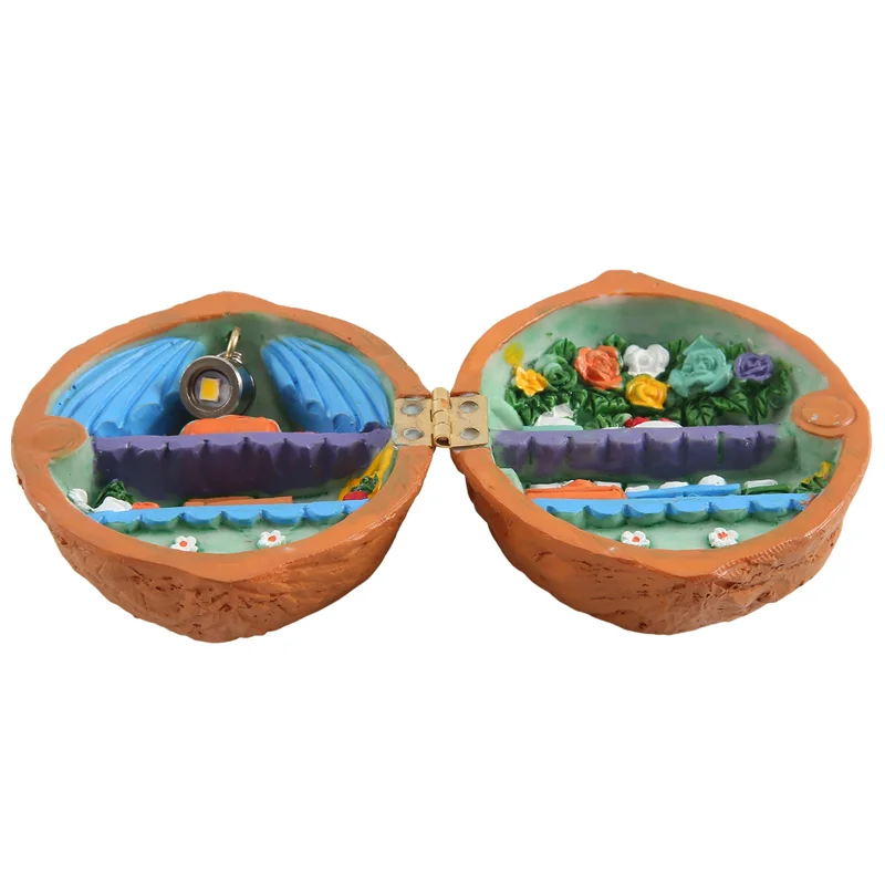 ABLQ Walnut Shell Dollhouse, Mini House Library,Handmade Walnut Shell Doll House, Resin Nut Secret 3D Scene,Resin Miniature