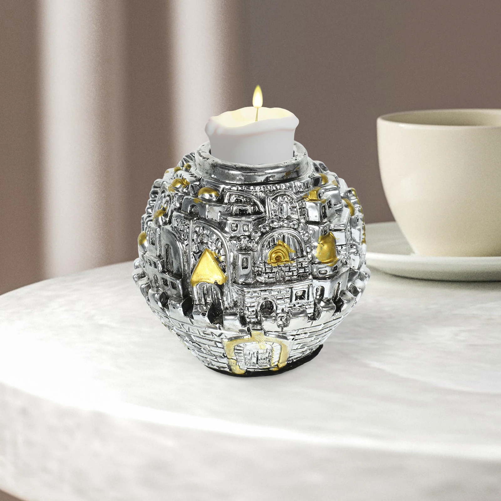 

1pcs Resin Desktop Ornaments Vintage Decor Religious Candlesticks Home Party Wedding Desktop Ornaments Retro Style