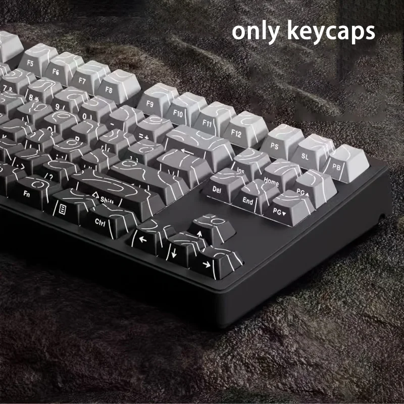 133 Key Black Grey Gradient Keycaps OEM Profile Mechanical Keyboard Keycaps for 64/68/75/84