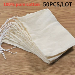 50Pc Tea Empty Cotton Muslin Bags with Drawstring Multipurpose Mini Sachet Storage Pouches Jewelry Package Bag