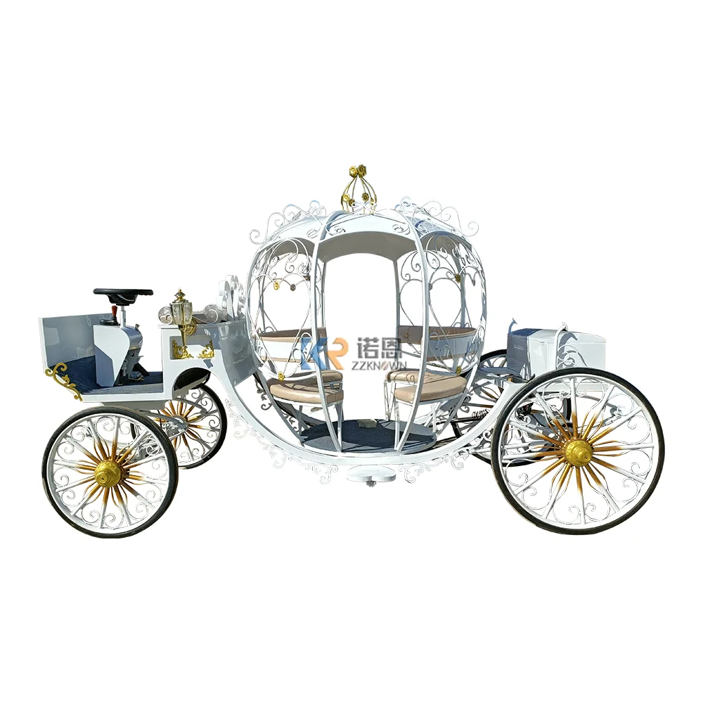 4 Wheels Electric Royal Wedding Carriages Cinderella Horse Drawn Carriage Buggy Sightseeing Vintage Horse Wagons Carts for Sale