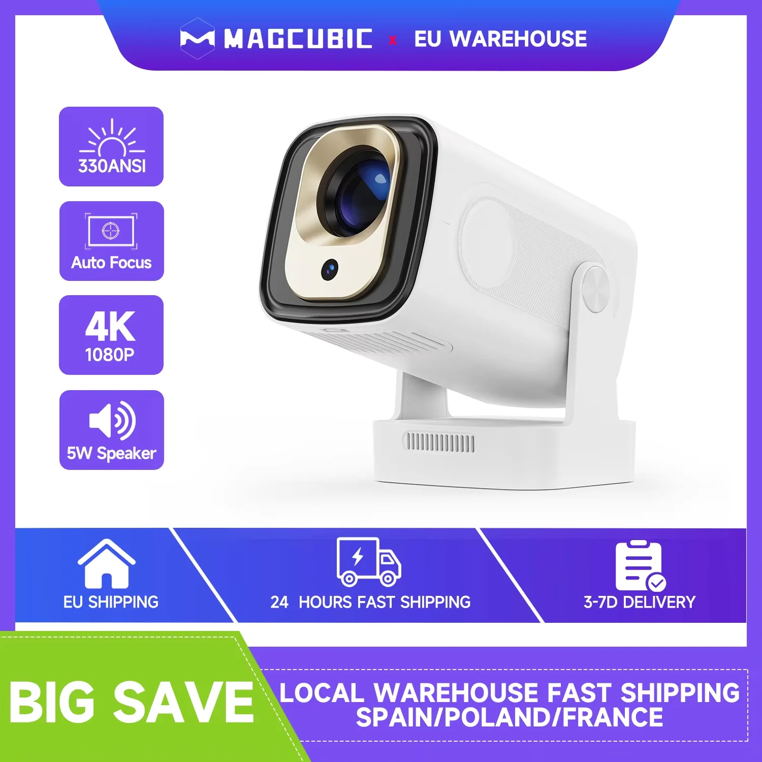 Magcubic HY310 Android 11 proyector 4K nativo 1080P enfoque automático nativo 330ANSI Wifi Dual BT5.4 Air Mouse voz hogar película al aire libre