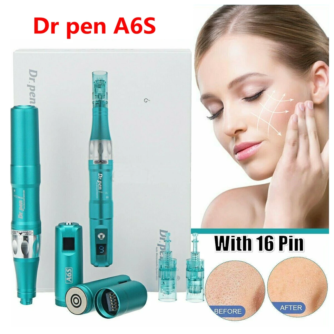 Dr. Pen-máquina de belleza eléctrica A6S con 2 agujas, microagujas inalámbricas, Derma profesional, Micro mesoterapia