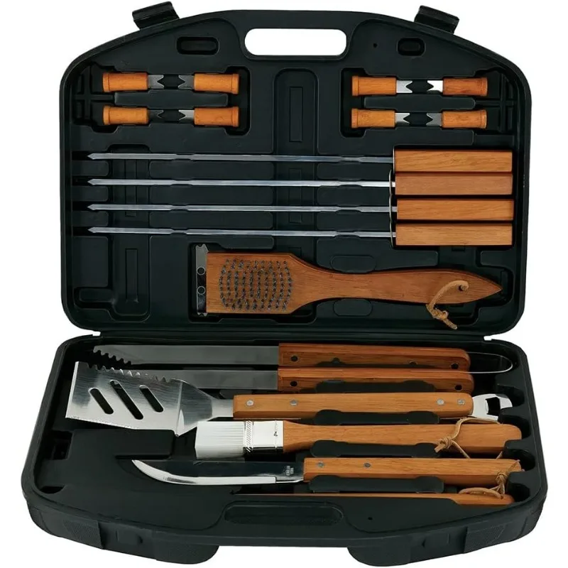 Deluxe BBQ Tool Set | All in One BBQ Tool Set | Premium Hard-Shell Case | Contains 18 Stainless Steel BBQ Grilling T