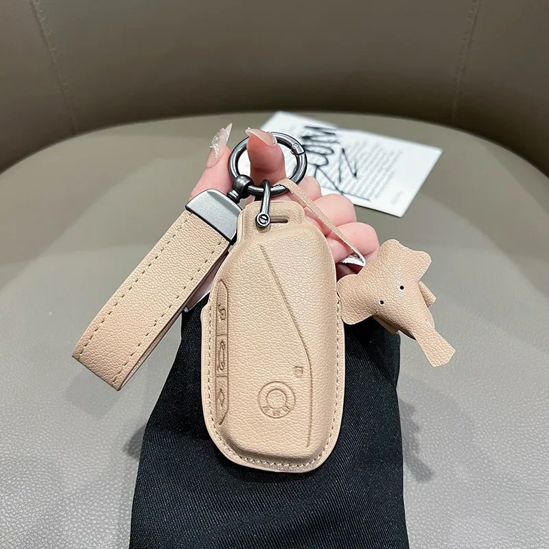 

Leather Car Key Cover Case Shell Protection Shell Bag Accessorie For BMW X1 U11 X7 X5 G05 LCI I7 IX XM Series 7 740Li U06 G81 M3