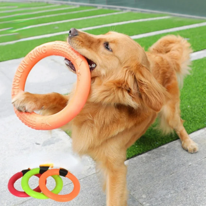 BOOTEELY 1pc Orange Dog Toys Pet Flying Disk Training Ring Puller EVA Interactive Training Ring Puller Resistant for Dogs