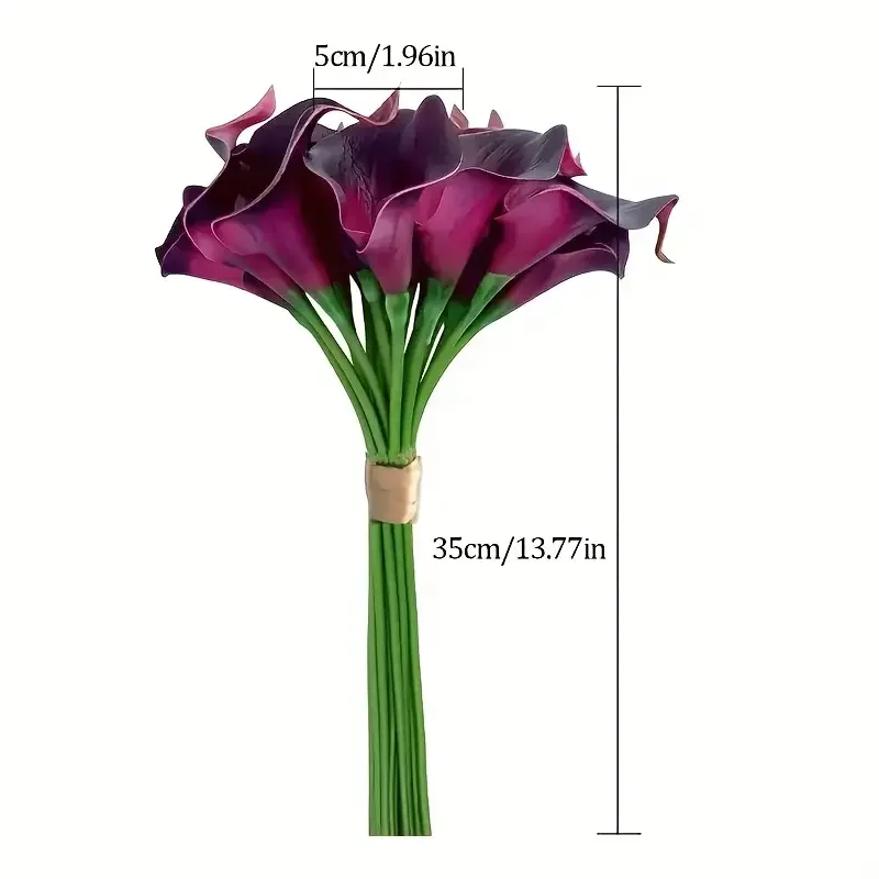 باقة زنبق الكالا الاصطناعية - زهور صناعية أرجوانية نابضة بالحياة لحفلات الزفاف والحفلات وديكور المنزل، مثالية لسطح الطاولة الاحتفالية #5