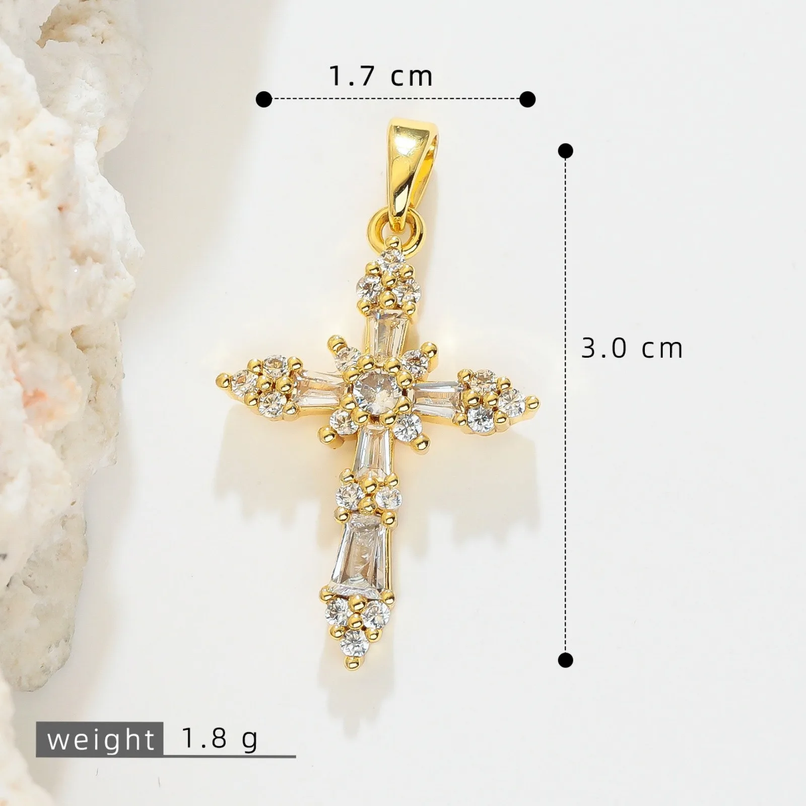 1 Stück Messing-Kreuzanhänger, 18K vergoldet, für DIY-Halsketten, Armbänder, Schmuckherstellung, Großhandel – Detail 10