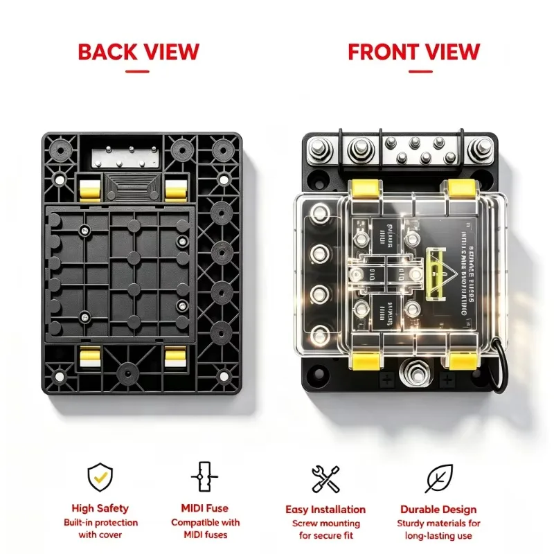 Caravan Dual Battery Safety Hub 150A MIDI ATO/ATC Distribution Block with Negative Buss Bar for 12V 24V Automotive Marine