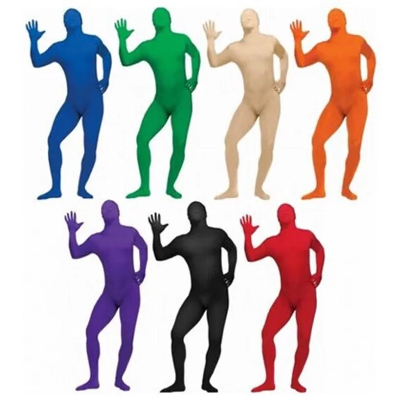 Strakke oranje bodysuit Halloween Zentai cosplay kostuum carnaval volledig pak lichaam vrouwen mannen kinderen huid jumpsuit groene podium panty - afbeelding 2