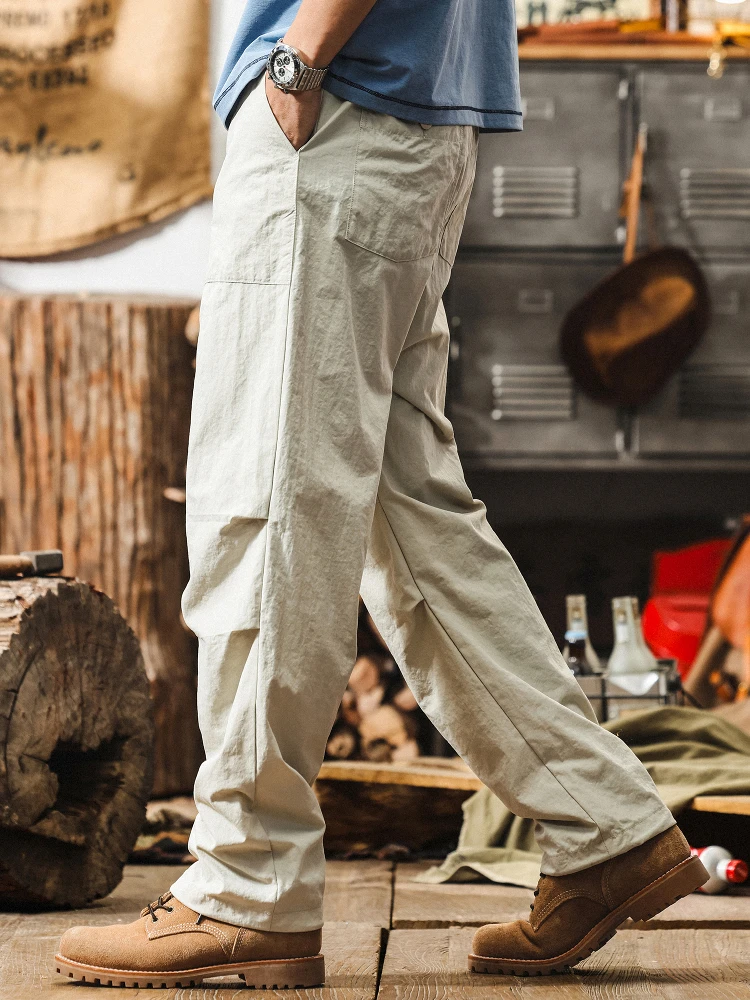 

American Sle Thin Khaki Workwear Pants Men Summer Loose Wide Leg Casual Straight Commute Trousers Outdoor Faion Brand
