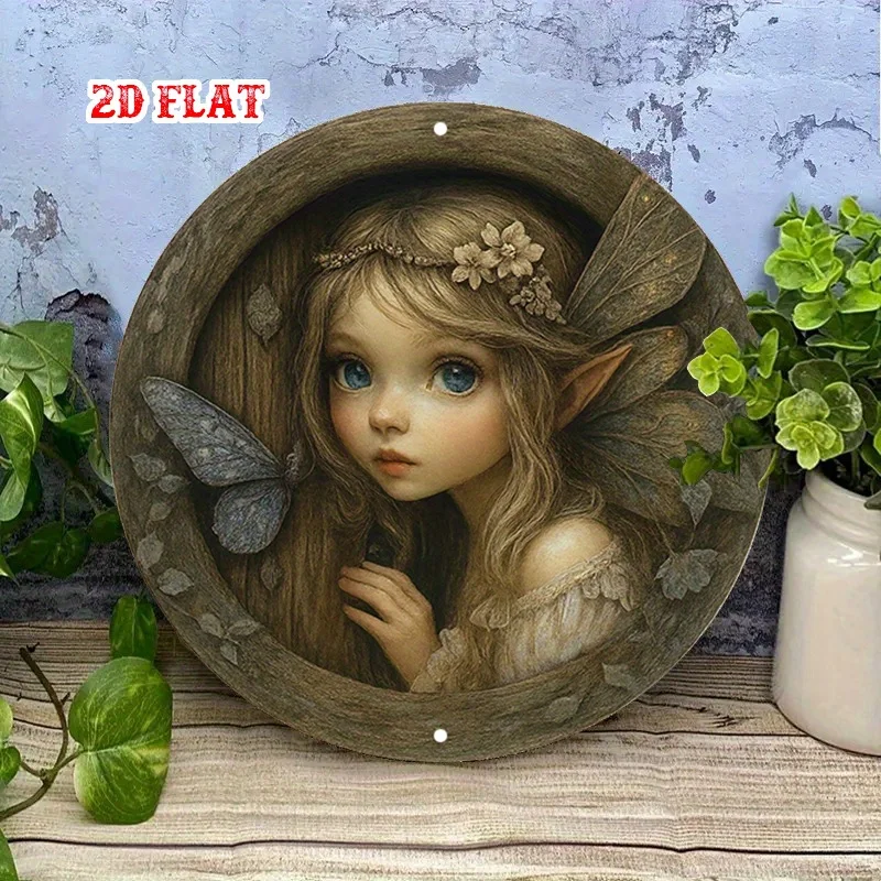 2D Flat Butterfly Aluminum Metal Tin Sign, Wing-Shaped Round Aluminum Sign—Magical Rustic Metal Wall Art, Metal Wall Decoration