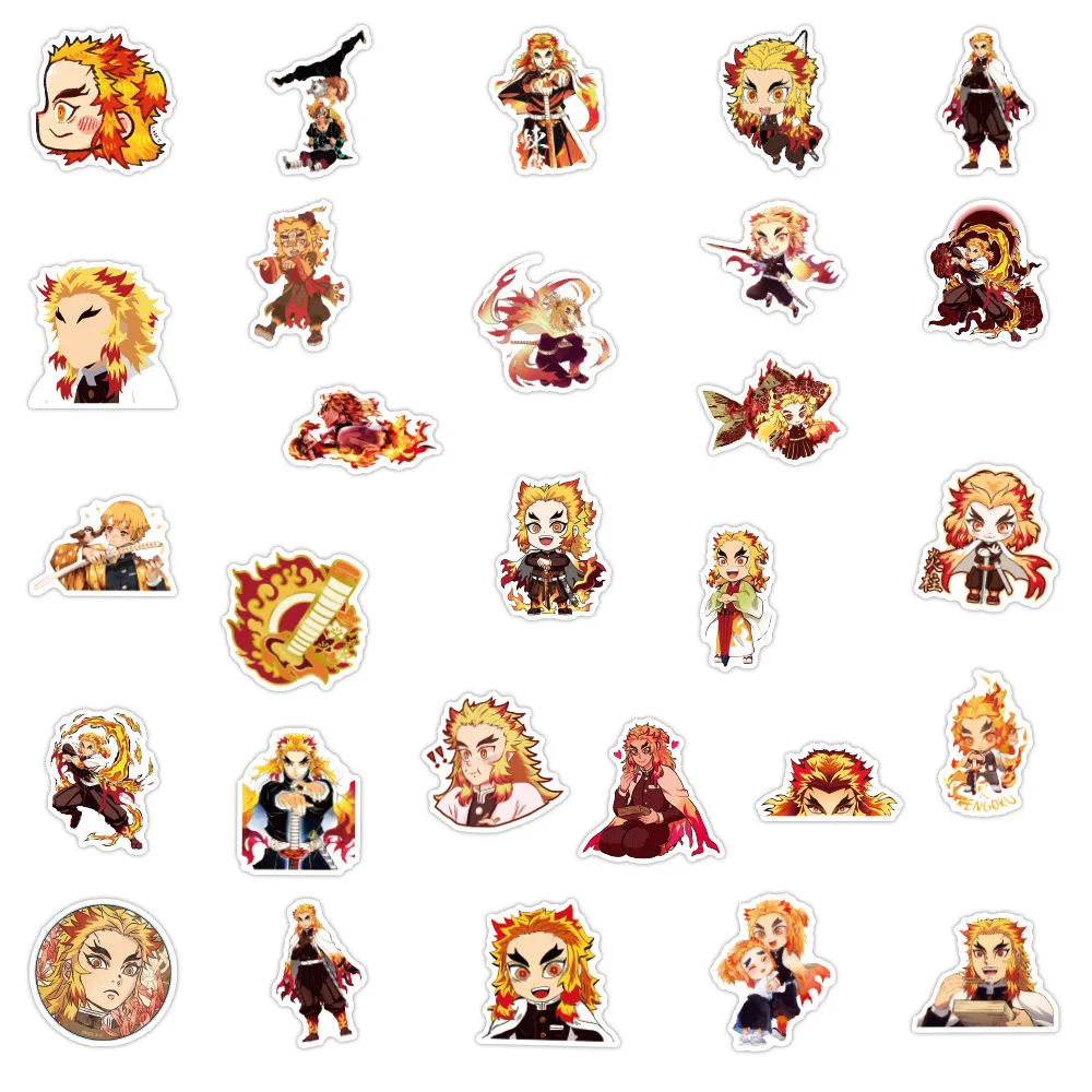10/30/50PCS Anime Démon Slayer Kimetsu No Yaiba Dessin Animé Autocollants Rengoku Kyoujurou Guitare Ordinateur Portable Planche À Roulettes Démon Lame Autocollant