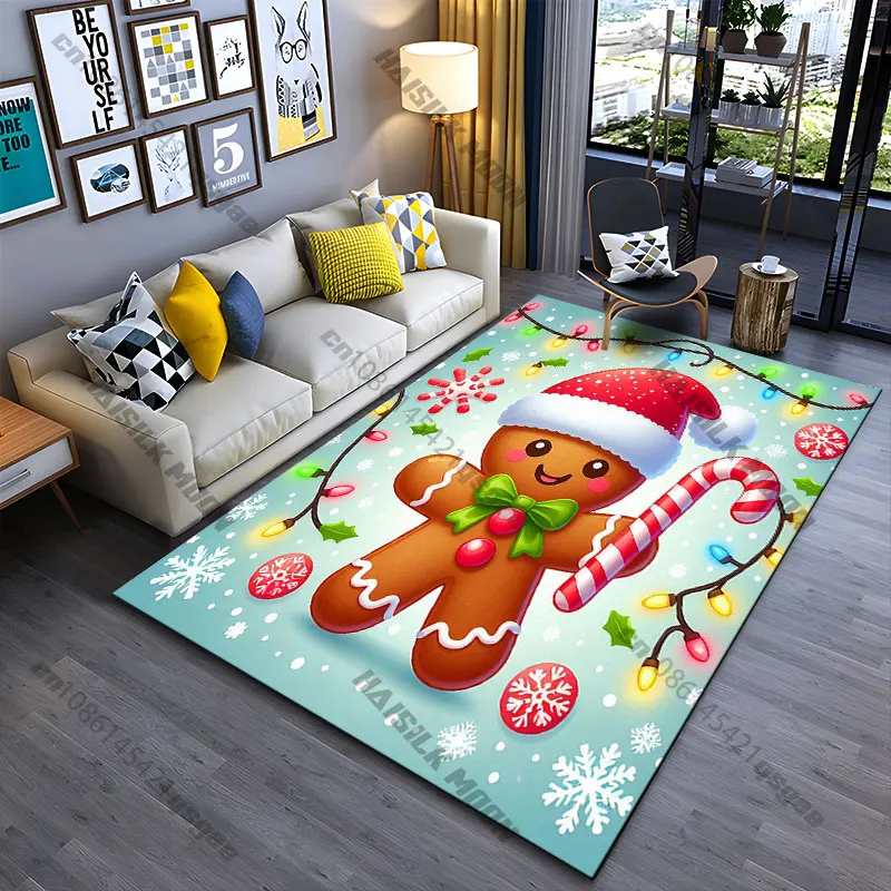 Festive cheerful gingerbread holiday carpet Yoga living room room decor children's crawling mat doormat area rug games mat