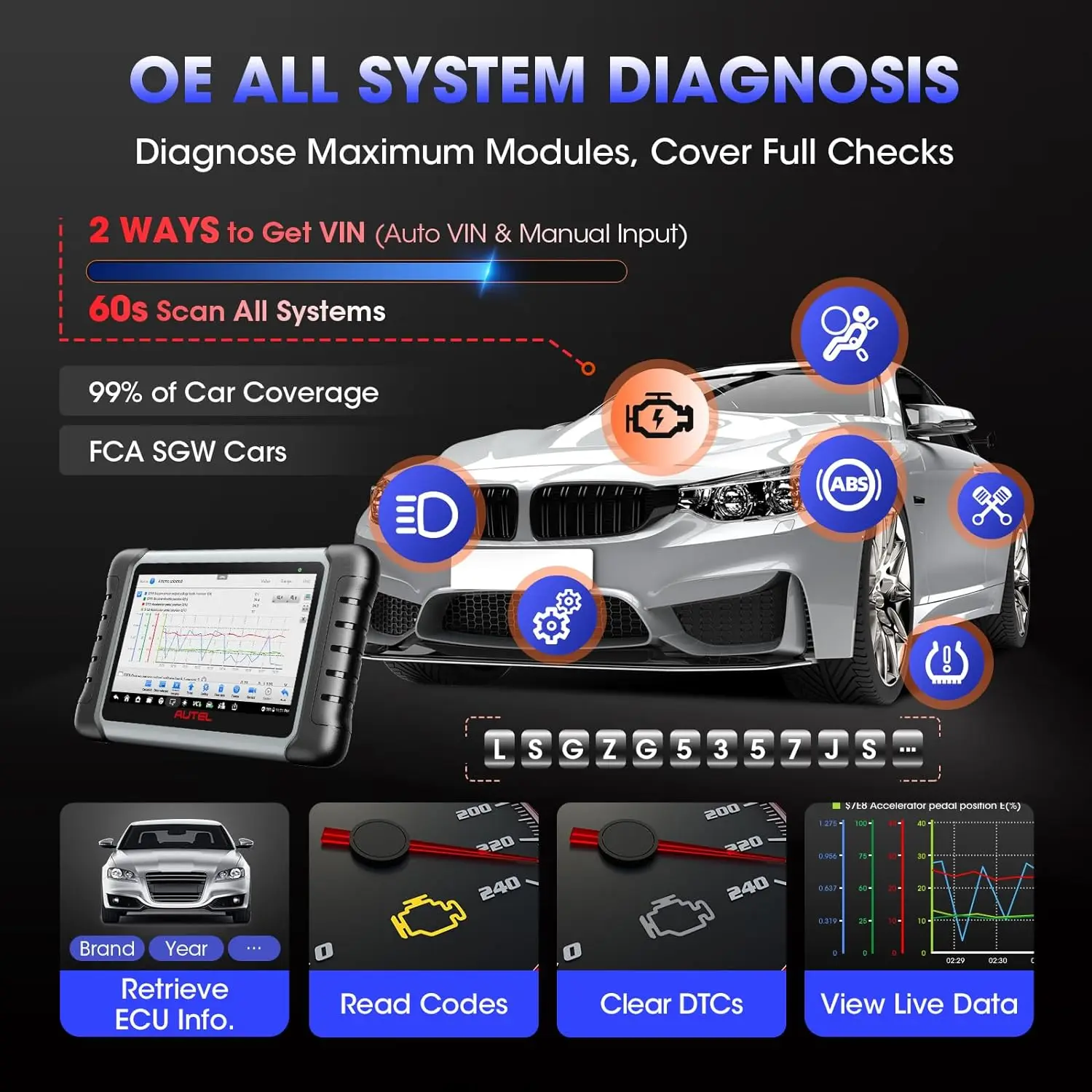 Autel MaxiCOM MK808K-BT أدوات تشخيصية كاملة ثنائية الاتجاه بلوتوث الماسح الضوئي obd2 نفس الماسح الضوئي MK808BT Pro للسيارات