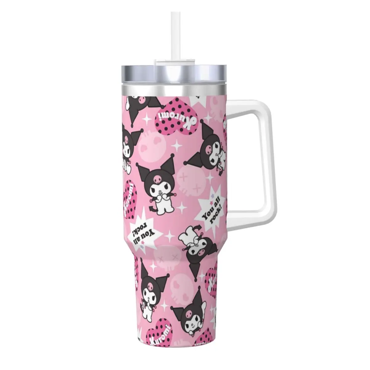 Kuromi Sanrio Stainless Steel Tumbler Travel Car Mugs Large Capacity Coffee Mug Leakproof Cold Drink Milk Tea Water Bottle